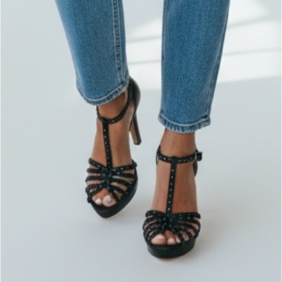 Talbots T Strap Studded High Heel Sandal - Picture 7 of 7